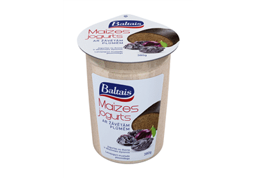 Baltais maizes jogurts ar žāvētām plūmēm 380 g