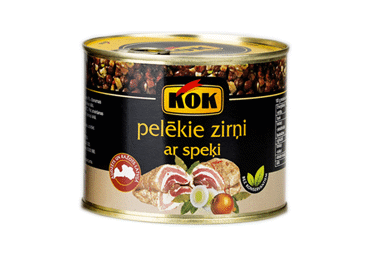 KOK pelēkie zirņi ar speķi 500 g, metāla