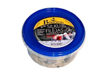 Bērzciems siļķu filejas gabaliņi marinādē ar sīpoliem 520 g