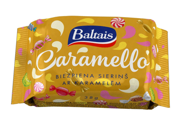 Baltais biezpiena sieriņš karameļu “Caramello” 38 g