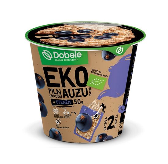 Dobele EKO ātri pagatavojamā pilngraudu auzu putra ar upenēm 50 g