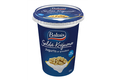 Baltais saldā krējuma jogurts ar graudiem 400 g