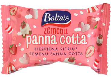 Baltais biezpiena sieriņš zemeņu “Panna Cotta” 38 g