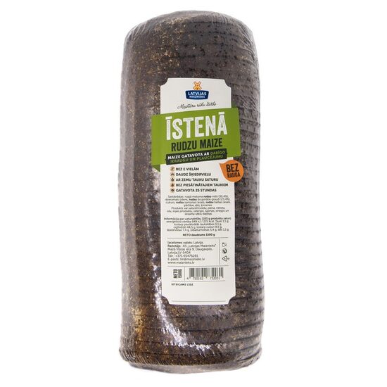 Latvijas maiznieks īstenā rudzu maize bez rauga 1500 g