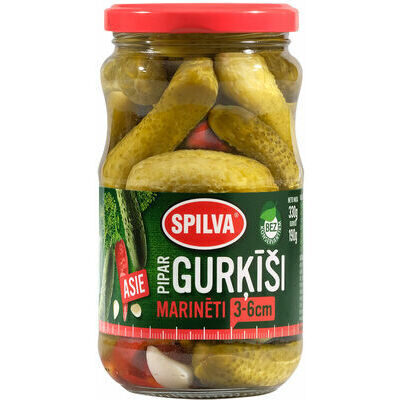 Spilva marinēti asie pipargurķīši 3-6 cm 330 g