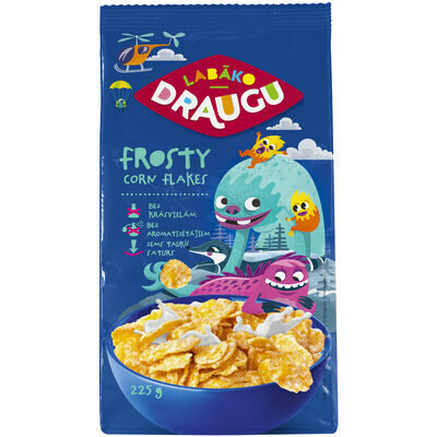 Draugu sausās brokastis Frosty corn flakes 225 g