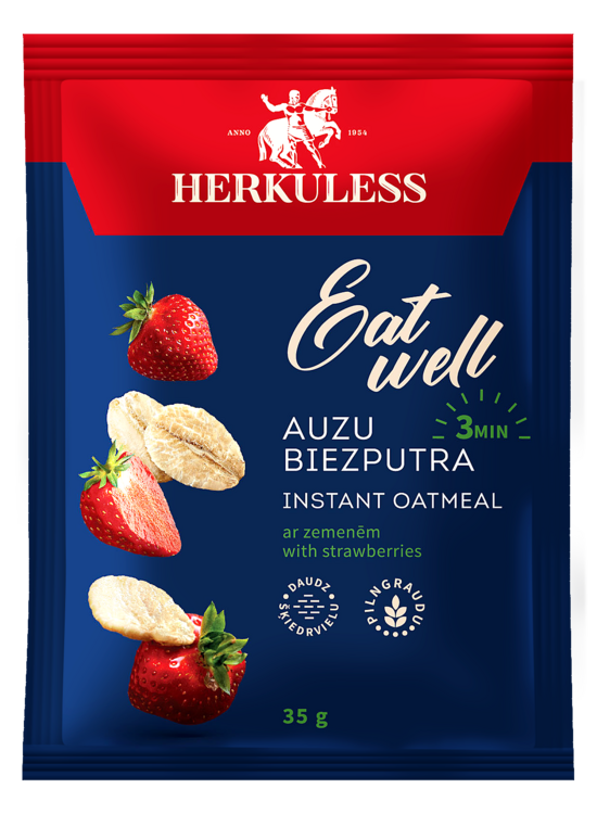 Herkuless ātri pagatavojamā auzu biezputra ar zemenēm 35 g